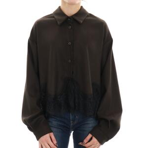 CAMICIA CON PIZZO MARRONE